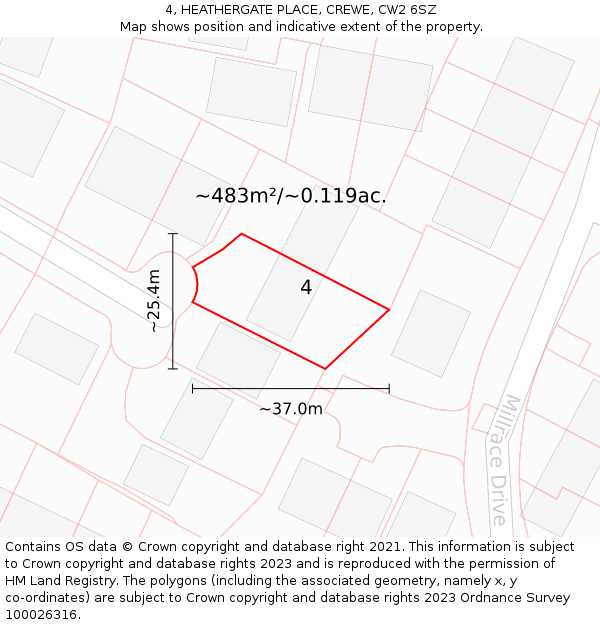 4, HEATHERGATE PLACE, CREWE, CW2 6SZ: Plot and title map