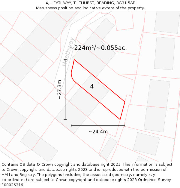 4, HEATHWAY, TILEHURST, READING, RG31 5AP: Plot and title map