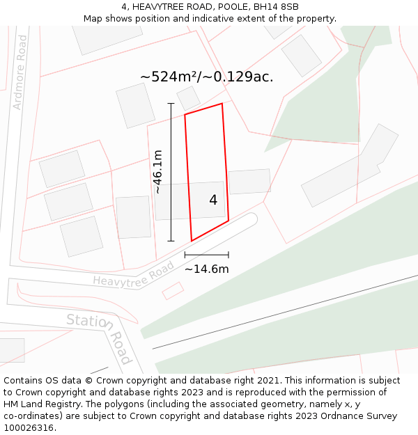 4, HEAVYTREE ROAD, POOLE, BH14 8SB: Plot and title map