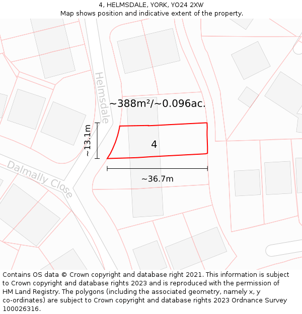 4, HELMSDALE, YORK, YO24 2XW: Plot and title map