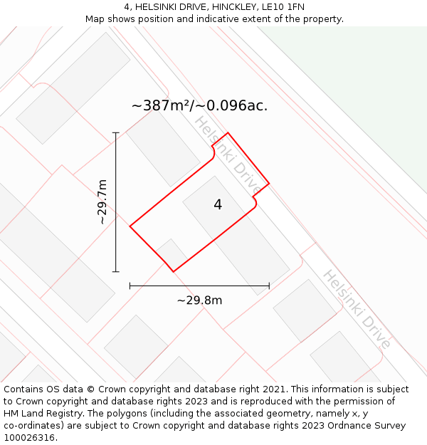 4, HELSINKI DRIVE, HINCKLEY, LE10 1FN: Plot and title map