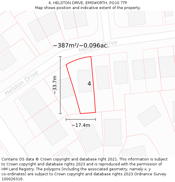 4, HELSTON DRIVE, EMSWORTH, PO10 7TP: Plot and title map