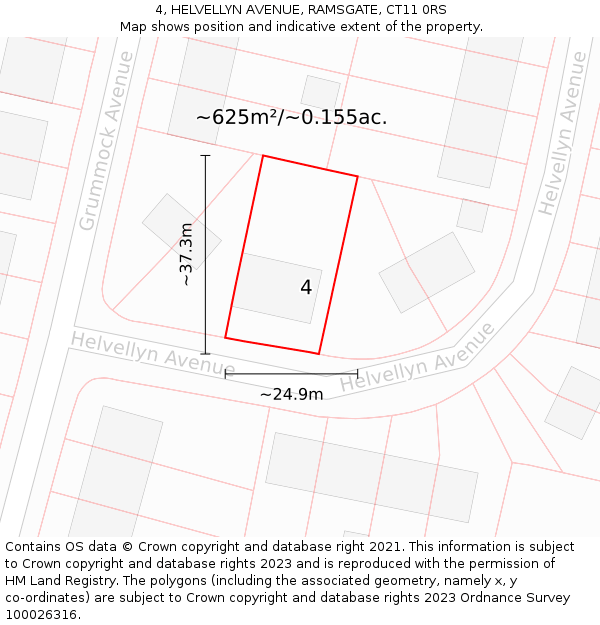 4, HELVELLYN AVENUE, RAMSGATE, CT11 0RS: Plot and title map