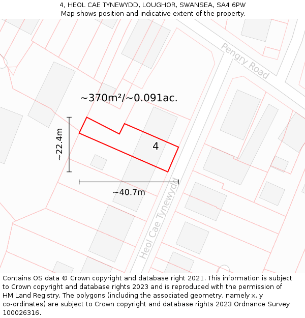 4, HEOL CAE TYNEWYDD, LOUGHOR, SWANSEA, SA4 6PW: Plot and title map