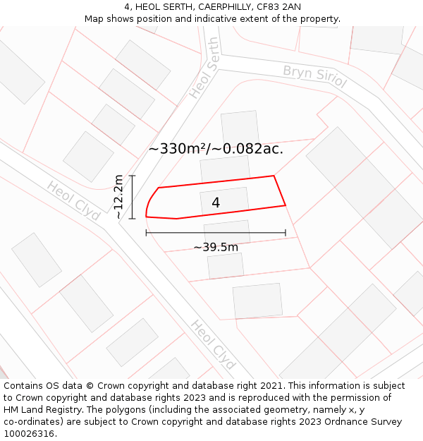 4, HEOL SERTH, CAERPHILLY, CF83 2AN: Plot and title map