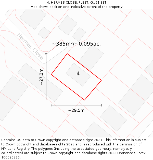 4, HERMES CLOSE, FLEET, GU51 3ET: Plot and title map