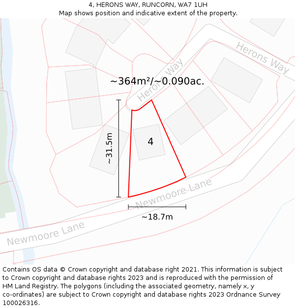 4, HERONS WAY, RUNCORN, WA7 1UH: Plot and title map