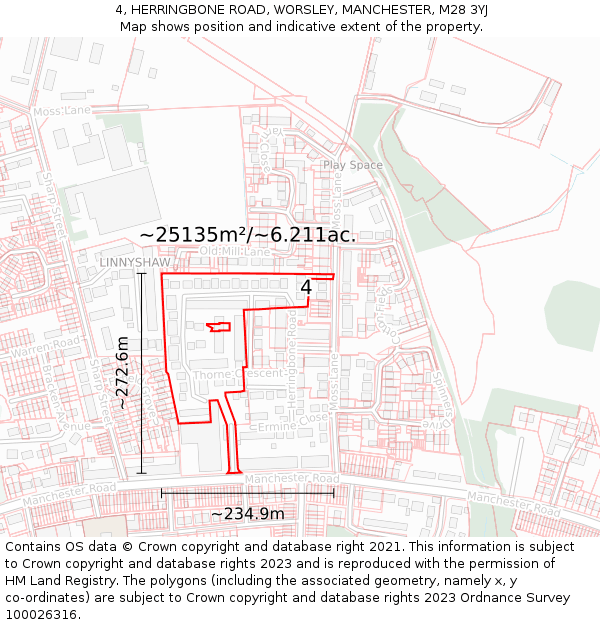 4, HERRINGBONE ROAD, WORSLEY, MANCHESTER, M28 3YJ: Plot and title map