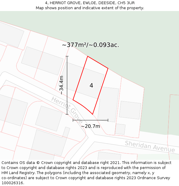 4, HERRIOT GROVE, EWLOE, DEESIDE, CH5 3UR: Plot and title map