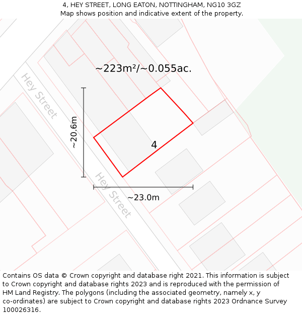 4, HEY STREET, LONG EATON, NOTTINGHAM, NG10 3GZ: Plot and title map