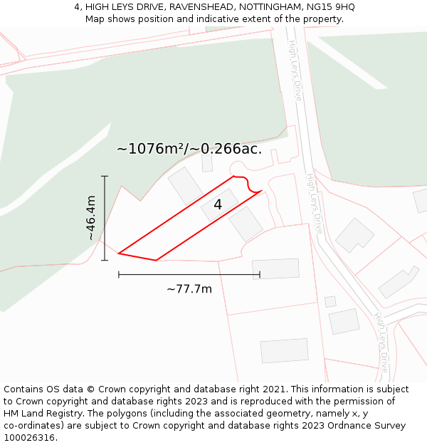 4, HIGH LEYS DRIVE, RAVENSHEAD, NOTTINGHAM, NG15 9HQ: Plot and title map