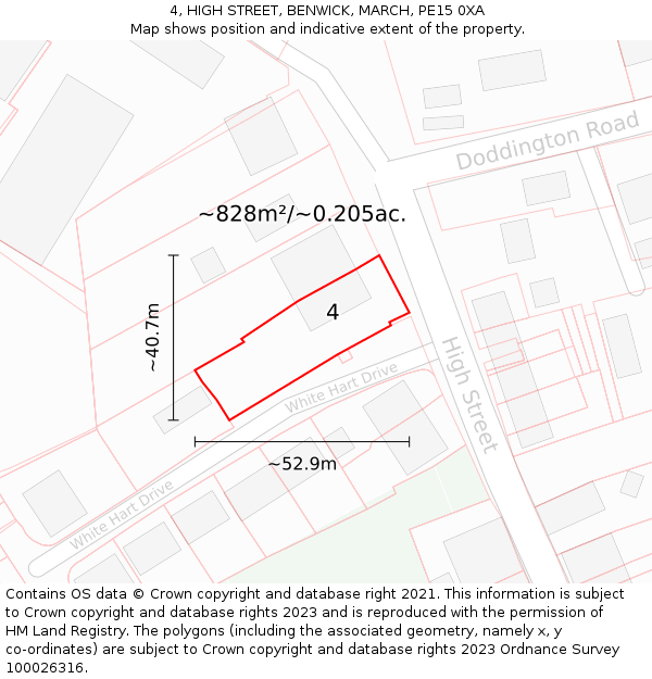 4, HIGH STREET, BENWICK, MARCH, PE15 0XA: Plot and title map