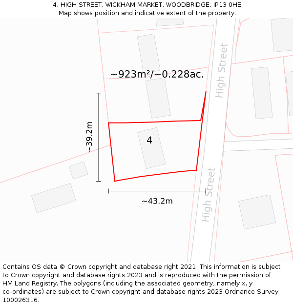 4, HIGH STREET, WICKHAM MARKET, WOODBRIDGE, IP13 0HE: Plot and title map