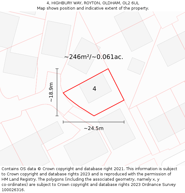 4, HIGHBURY WAY, ROYTON, OLDHAM, OL2 6UL: Plot and title map