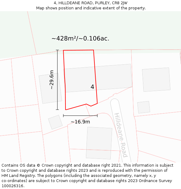 4, HILLDEANE ROAD, PURLEY, CR8 2JW: Plot and title map