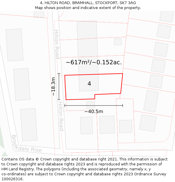 4, HILTON ROAD, BRAMHALL, STOCKPORT, SK7 3AG: Plot and title map