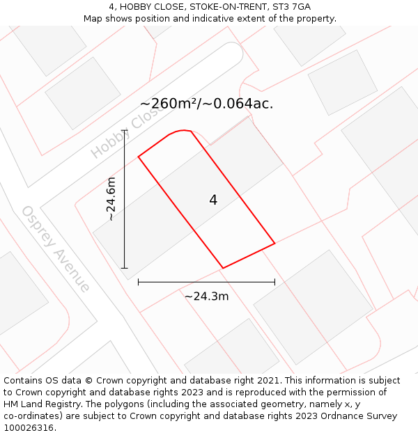 4, HOBBY CLOSE, STOKE-ON-TRENT, ST3 7GA: Plot and title map