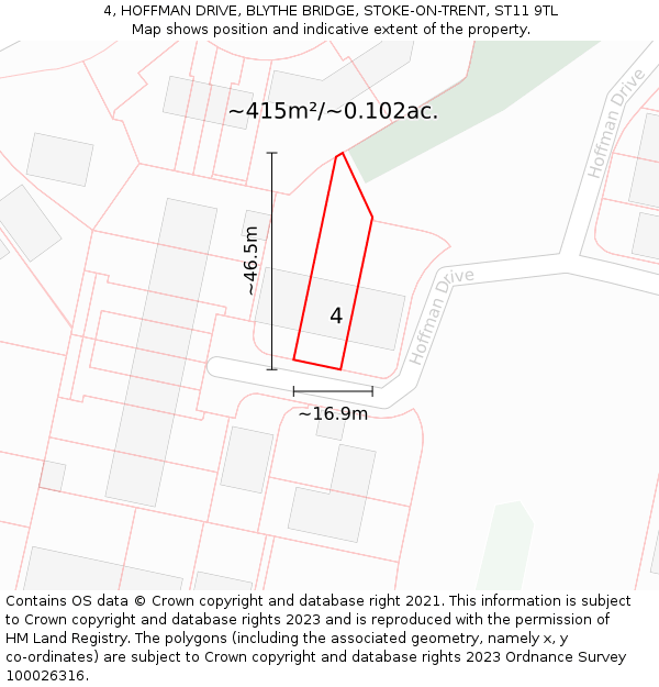 4, HOFFMAN DRIVE, BLYTHE BRIDGE, STOKE-ON-TRENT, ST11 9TL: Plot and title map