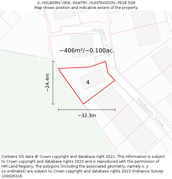 4, HOLBORN VIEW, SAWTRY, HUNTINGDON, PE28 5GR: Plot and title map