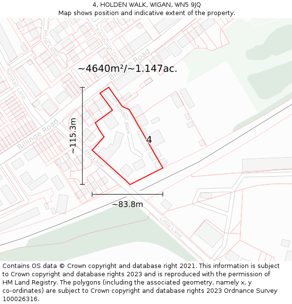 4, HOLDEN WALK, WIGAN, WN5 9JQ: Plot and title map