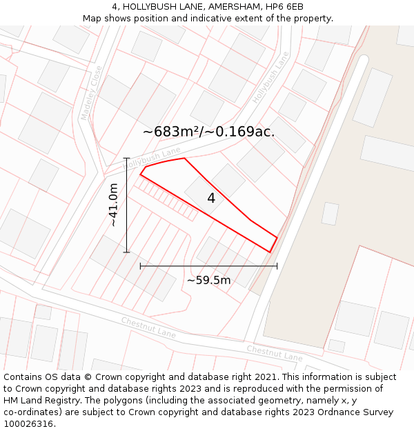 4, HOLLYBUSH LANE, AMERSHAM, HP6 6EB: Plot and title map