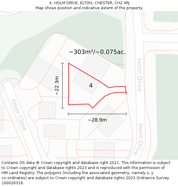 4, HOLM DRIVE, ELTON, CHESTER, CH2 4RJ: Plot and title map