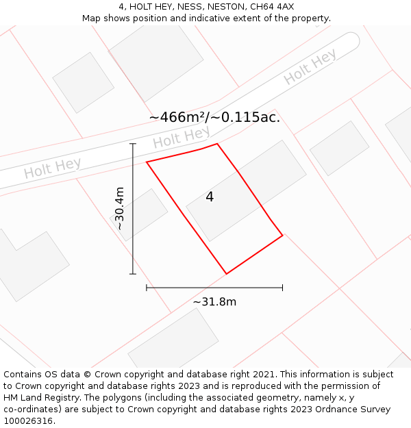 4, HOLT HEY, NESS, NESTON, CH64 4AX: Plot and title map