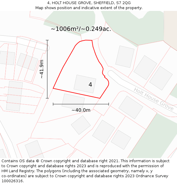 4, HOLT HOUSE GROVE, SHEFFIELD, S7 2QG: Plot and title map