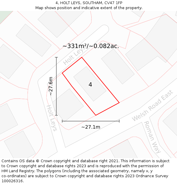 4, HOLT LEYS, SOUTHAM, CV47 1FP: Plot and title map