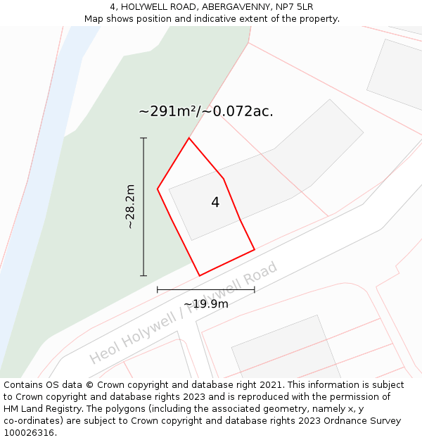 4, HOLYWELL ROAD, ABERGAVENNY, NP7 5LR: Plot and title map