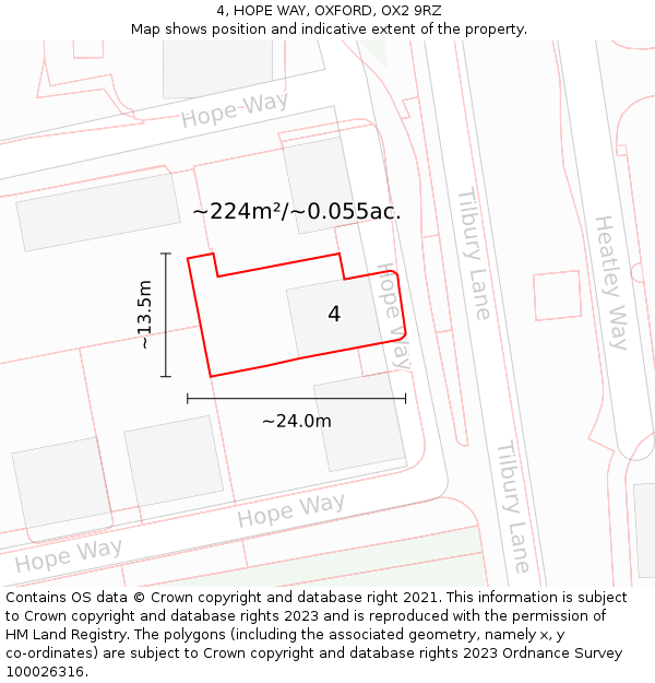 4, HOPE WAY, OXFORD, OX2 9RZ: Plot and title map