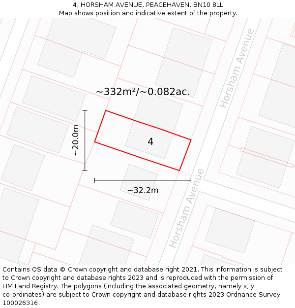 4, HORSHAM AVENUE, PEACEHAVEN, BN10 8LL: Plot and title map