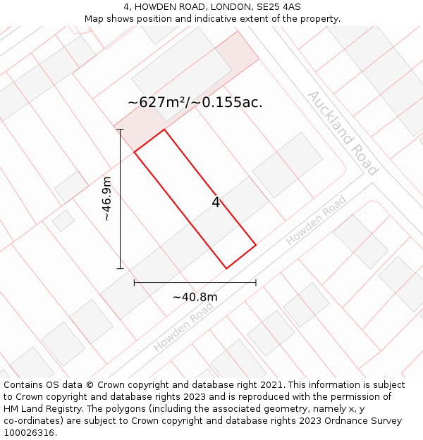 4, HOWDEN ROAD, LONDON, SE25 4AS: Plot and title map