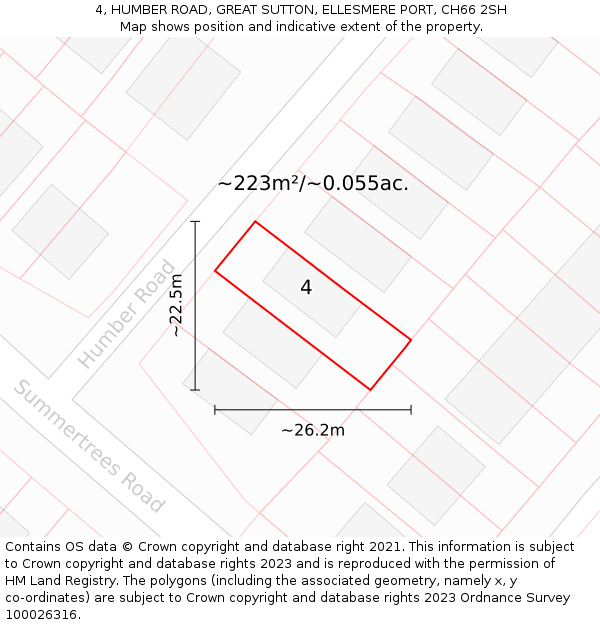 4, HUMBER ROAD, GREAT SUTTON, ELLESMERE PORT, CH66 2SH: Plot and title map
