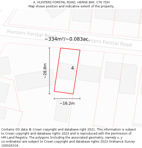 4, HUNTERS FORSTAL ROAD, HERNE BAY, CT6 7DN: Plot and title map