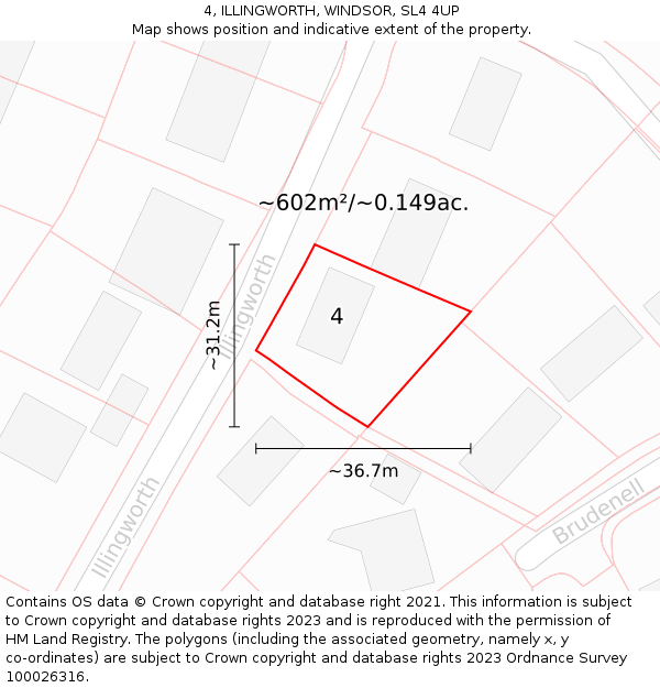 4, ILLINGWORTH, WINDSOR, SL4 4UP: Plot and title map