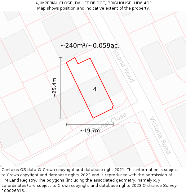 4, IMPERIAL CLOSE, BAILIFF BRIDGE, BRIGHOUSE, HD6 4DF: Plot and title map