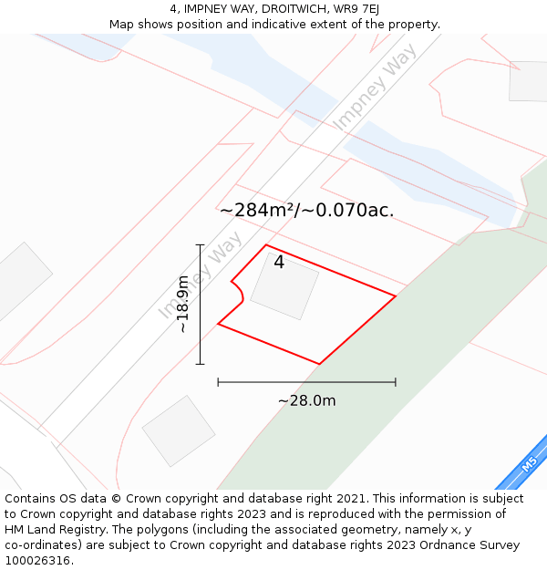 4, IMPNEY WAY, DROITWICH, WR9 7EJ: Plot and title map