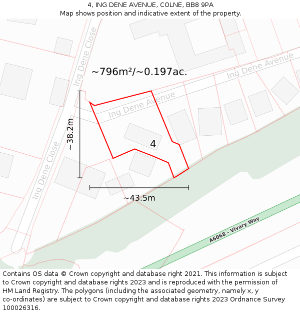 4, ING DENE AVENUE, COLNE, BB8 9PA: Plot and title map