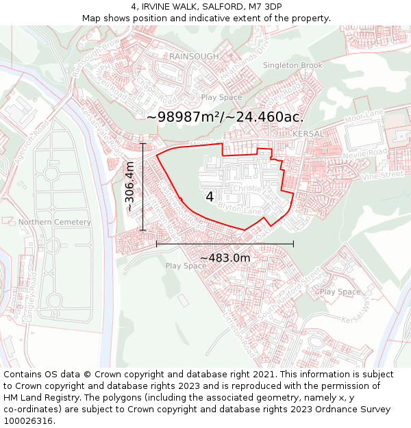 4, IRVINE WALK, SALFORD, M7 3DP: Plot and title map