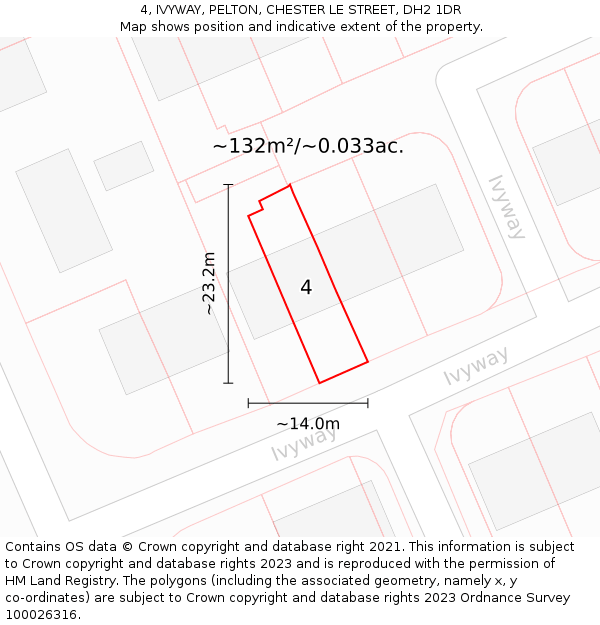 4, IVYWAY, PELTON, CHESTER LE STREET, DH2 1DR: Plot and title map