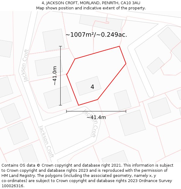 4, JACKSON CROFT, MORLAND, PENRITH, CA10 3AU: Plot and title map
