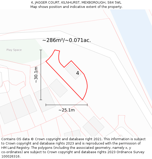 4, JAGGER COURT, KILNHURST, MEXBOROUGH, S64 5WL: Plot and title map