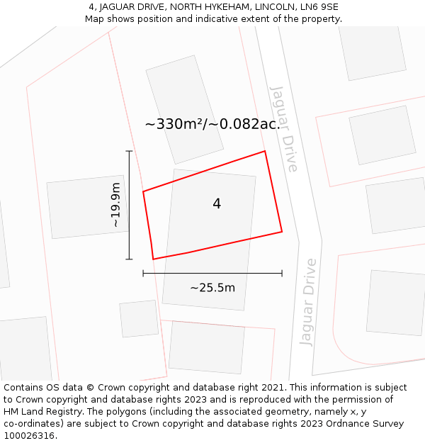 4, JAGUAR DRIVE, NORTH HYKEHAM, LINCOLN, LN6 9SE: Plot and title map