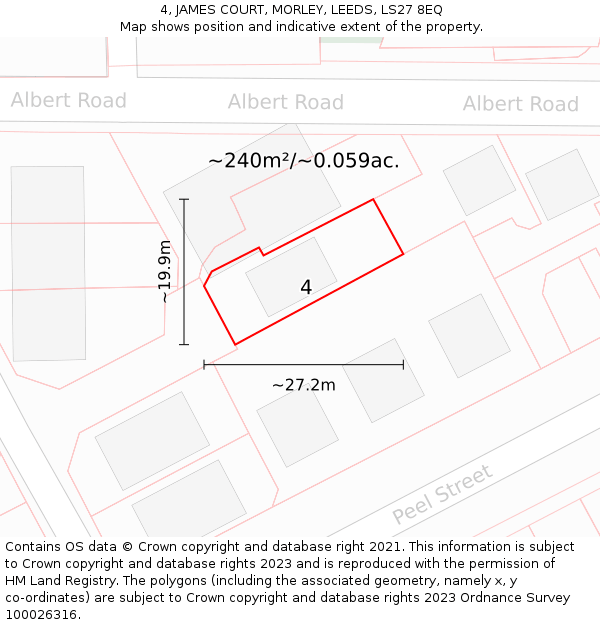 4, JAMES COURT, MORLEY, LEEDS, LS27 8EQ: Plot and title map