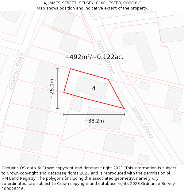 4, JAMES STREET, SELSEY, CHICHESTER, PO20 0JG: Plot and title map