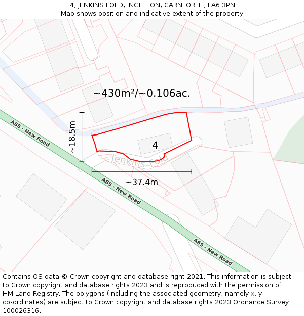 4, JENKINS FOLD, INGLETON, CARNFORTH, LA6 3PN: Plot and title map