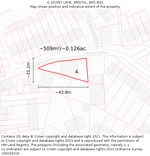 4, JOCKEY LANE, BRISTOL, BS5 8NZ: Plot and title map