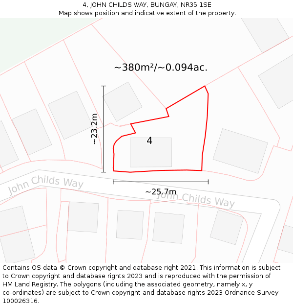 4, JOHN CHILDS WAY, BUNGAY, NR35 1SE: Plot and title map