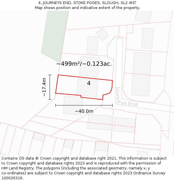 4, JOURNEYS END, STOKE POGES, SLOUGH, SL2 4NT: Plot and title map